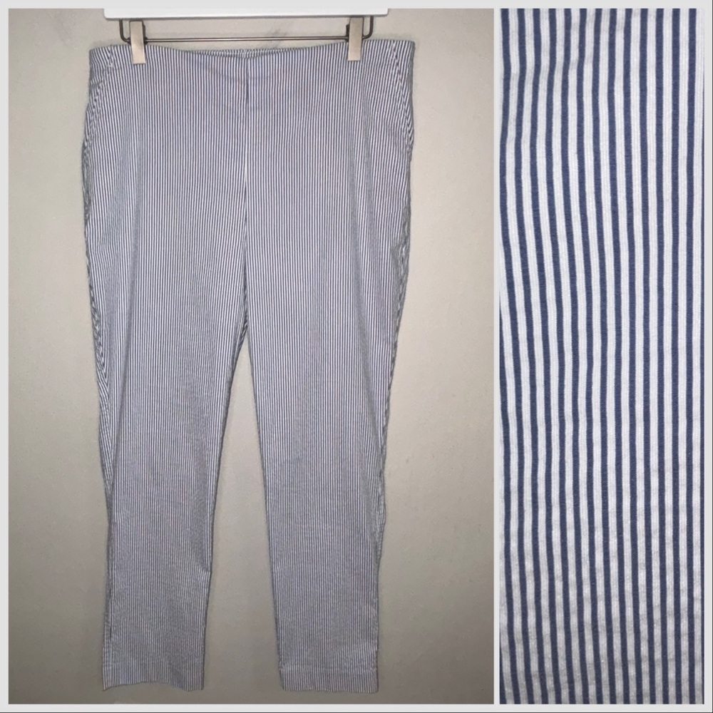 Carolina Belle Navy and White Striped Cropped Pants